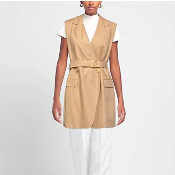 Tagliatore 100% Linen Tan Harmony Blazer Vest Dress EU 40 / US 8  $525 - Picture 2 of 13